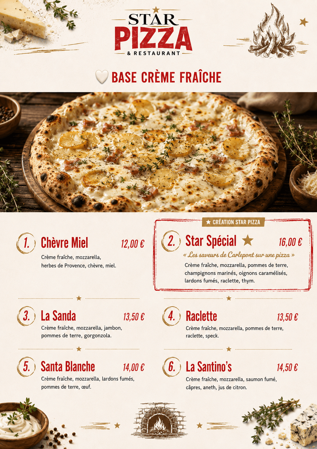 Carte du Menu Pizza - Page 3