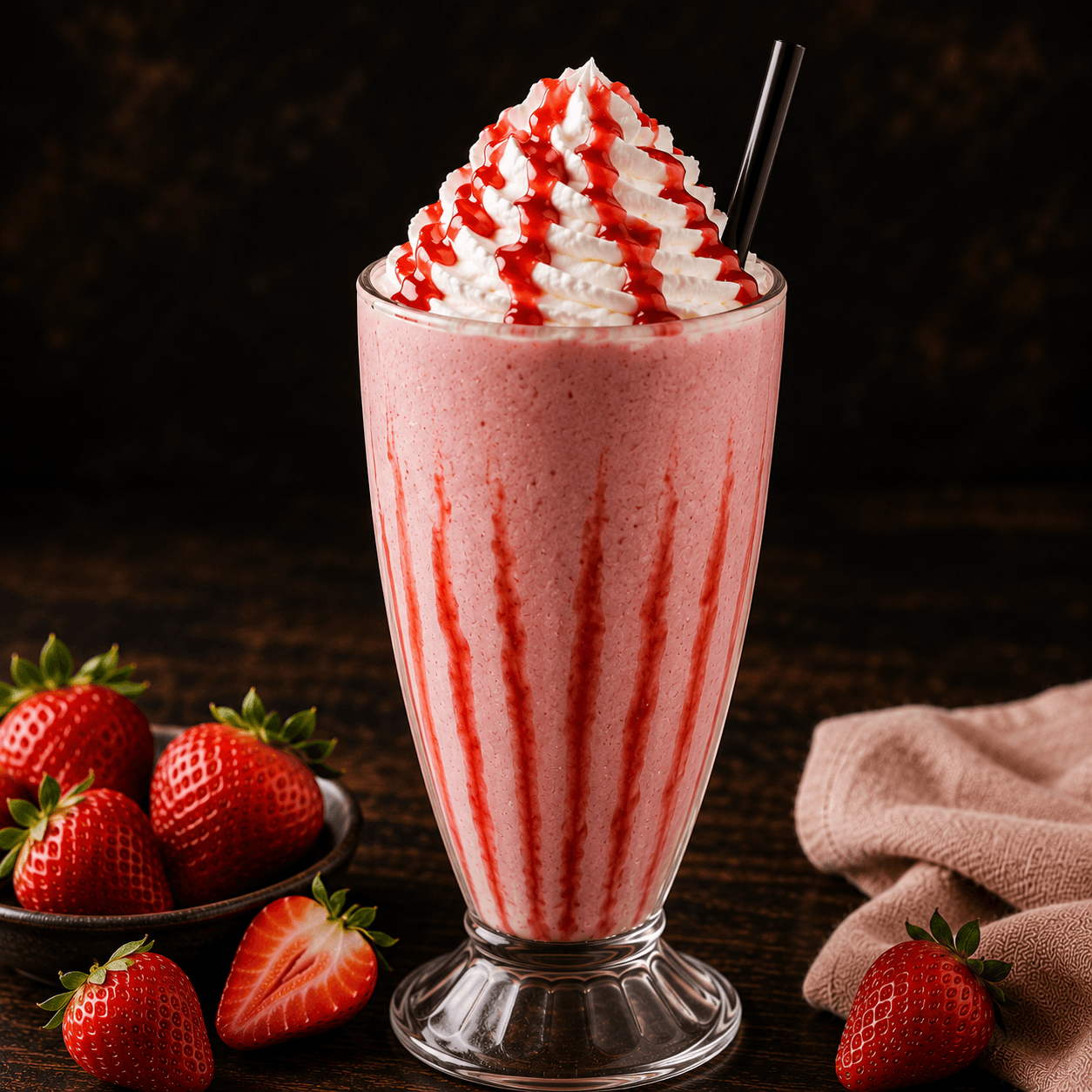 Milk-shake à la fraise - Glace à la vanille sur demande